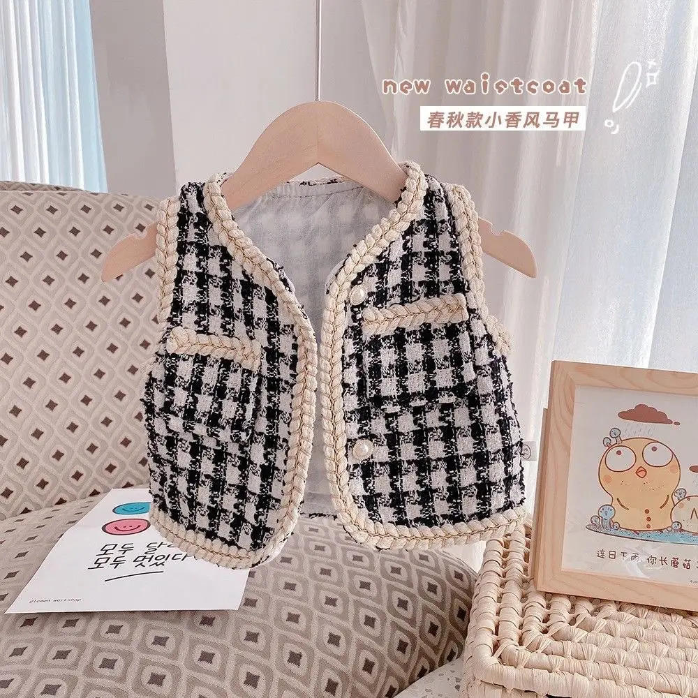 Baby Vest Black White Houndstooth 2025 Kids Wear - Image 2
