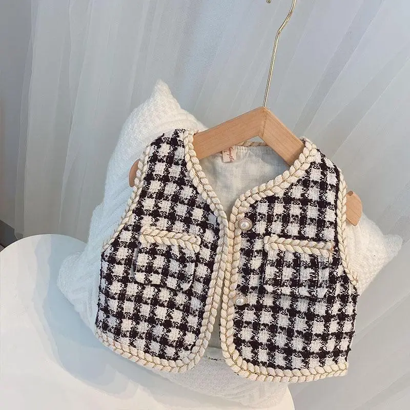Baby Vest Black White Houndstooth 2025 Kids Wear - Image 3