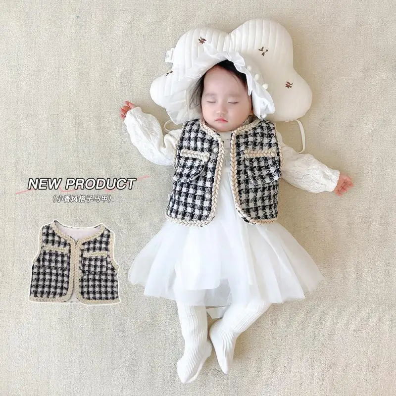 Baby Vest Black White Houndstooth 2025 Kids Wear - Image 4