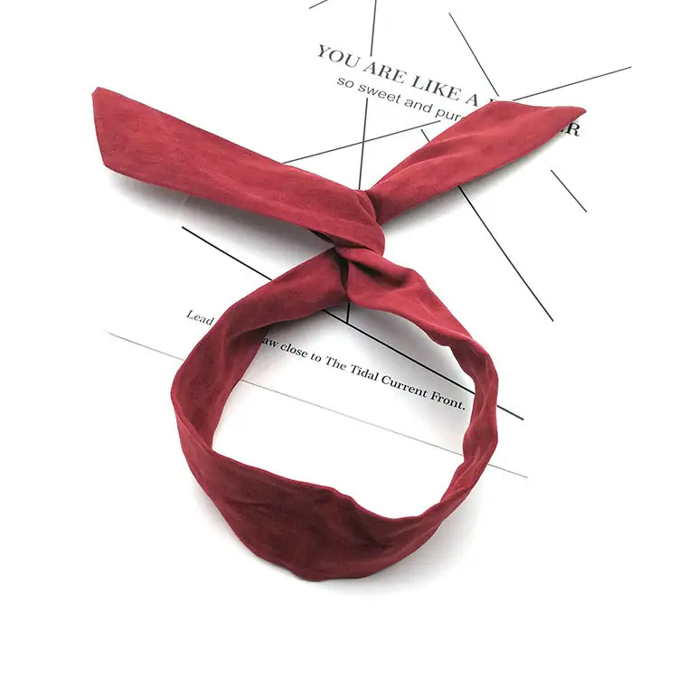 Korean Suede Vintage Hair Band with Rabbit Ears - Image 2