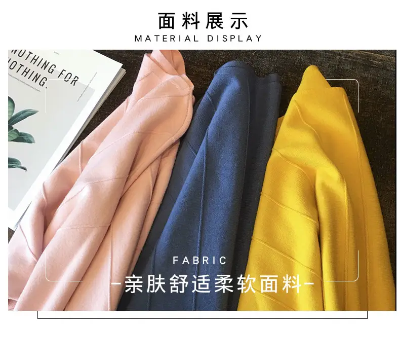 Women's Blue Knitted Loose Sleeve Sweater — feature 2