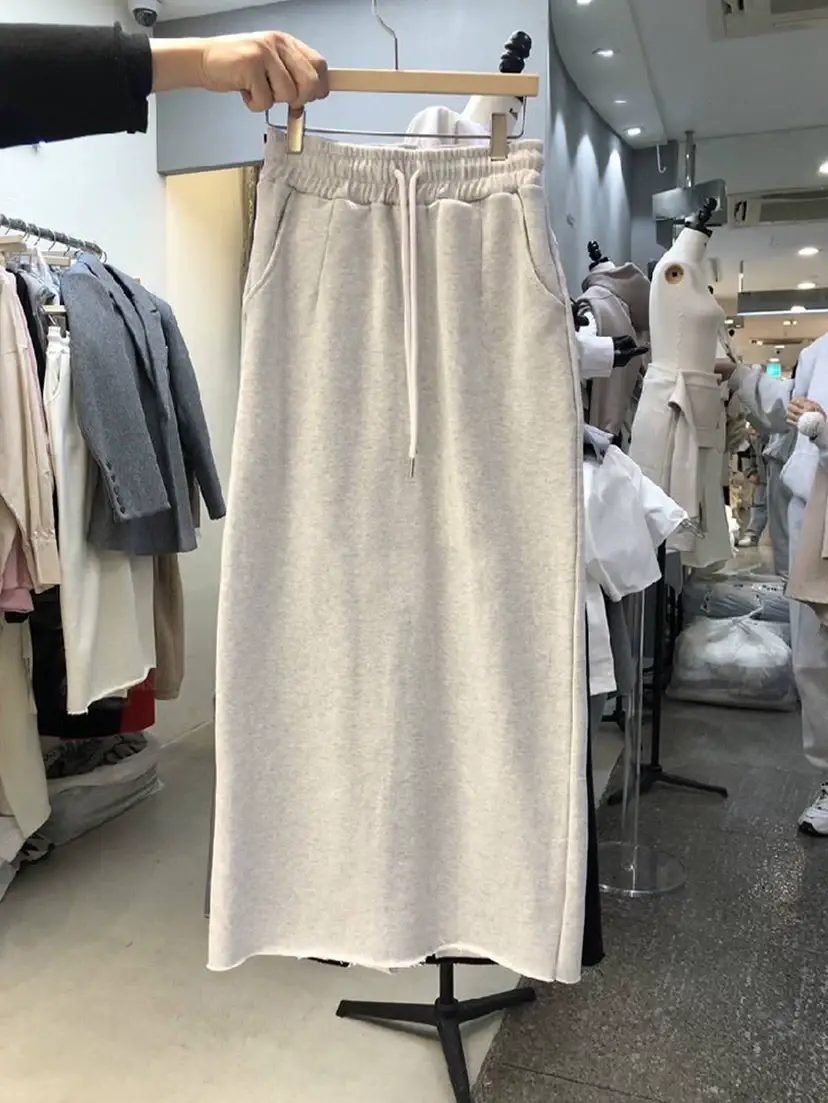 Cream Black Drawstring Skirt Mid Length — feature 11