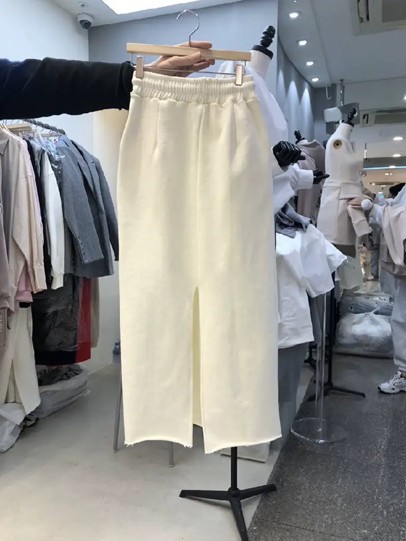 Cream Black Drawstring Skirt Mid Length — feature 13