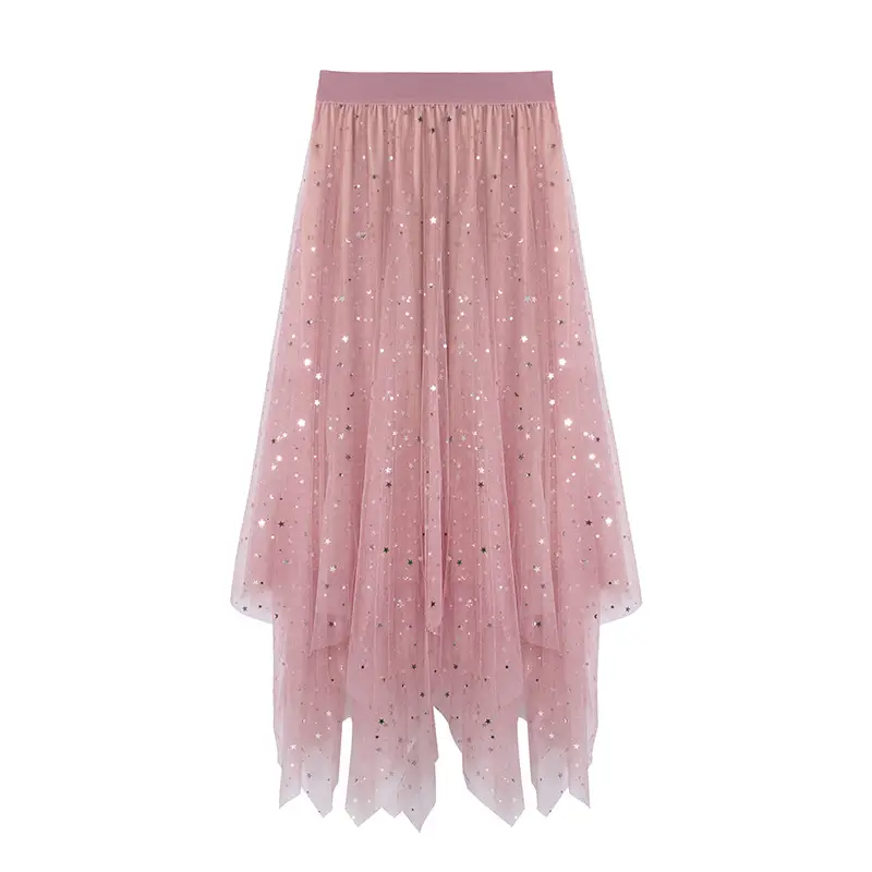 Starry Sequin Mesh Skirt Large A-Line Women - Image 5