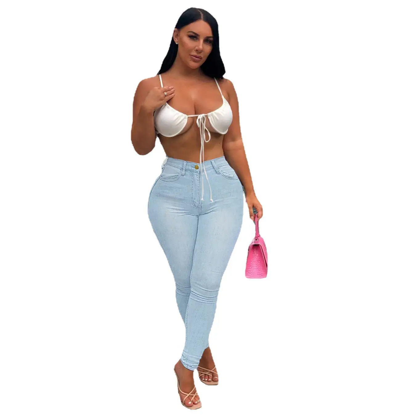 Women's Blue Jeans Top Bra Set for Women - Image 7