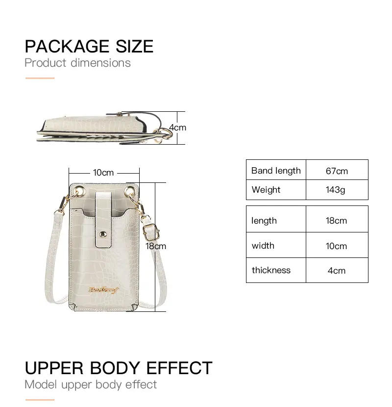 Women's Multi-Function Card Bag with Vertical Zipper & Shoulder Crossbody — feature 50