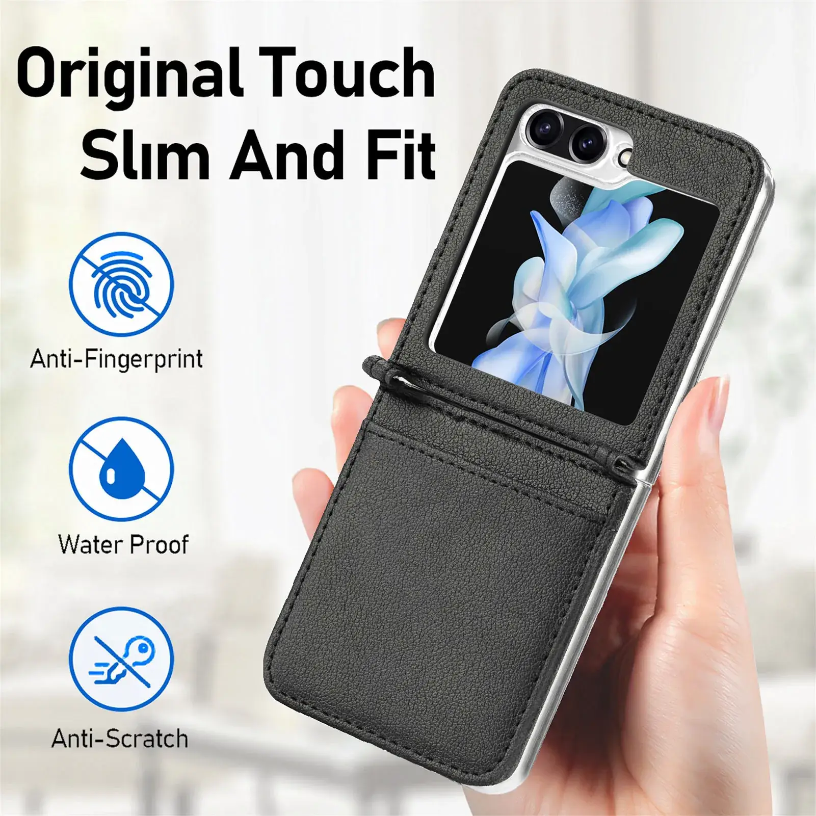 Red Foldable Leather Phone Case for Samsung Zflip7 & Zflip6 - Image 8