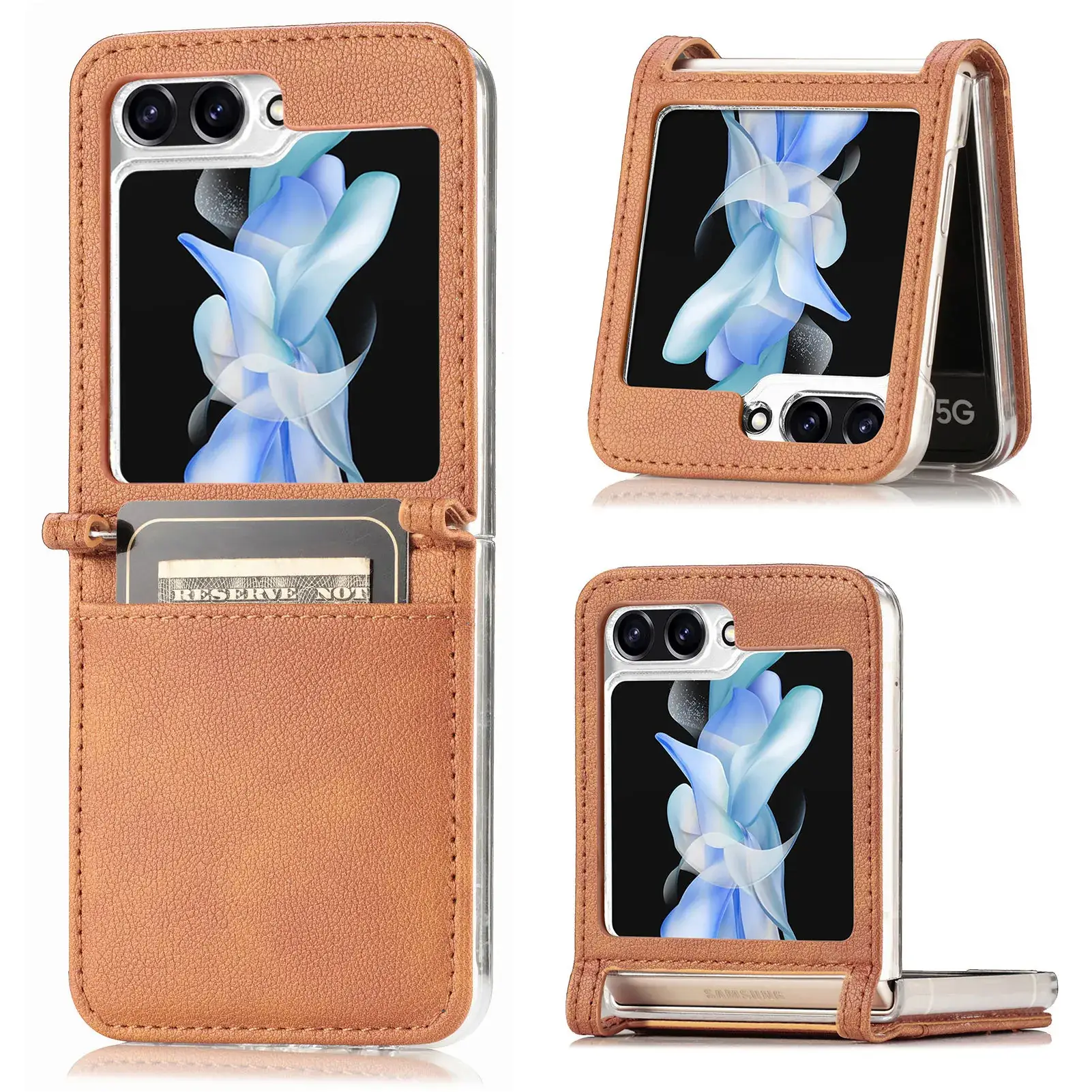 Red Foldable Leather Phone Case for Samsung Zflip7 & Zflip6 - Image 4