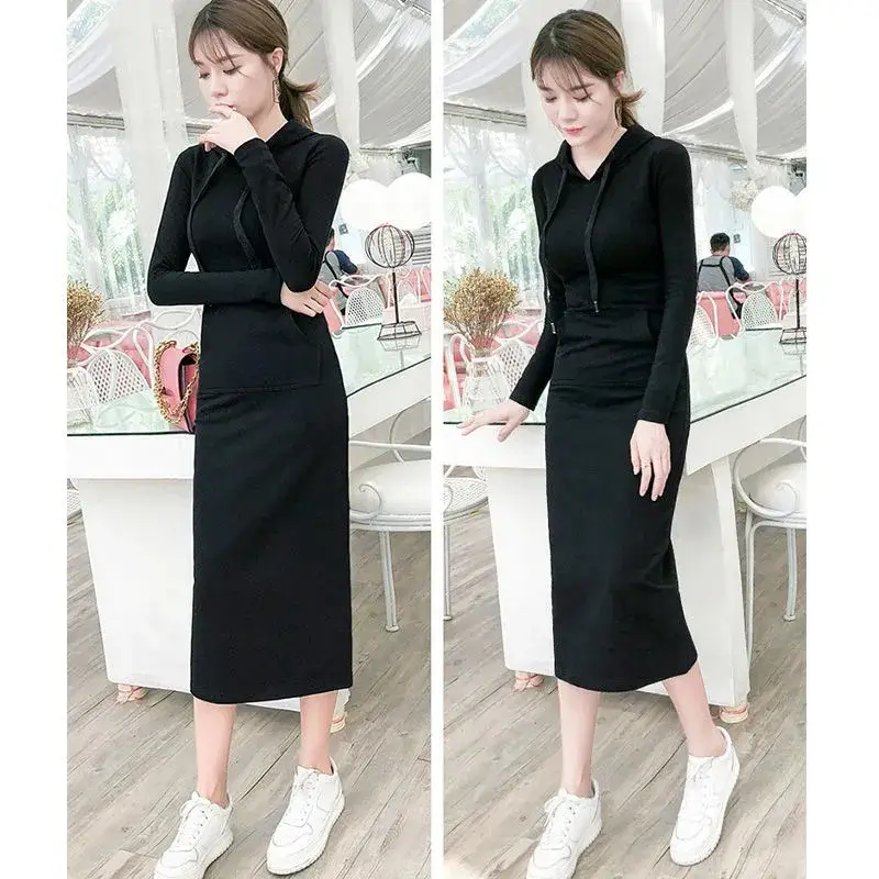 Black Long Sleeve Cotton Dress for Women - Image 7
