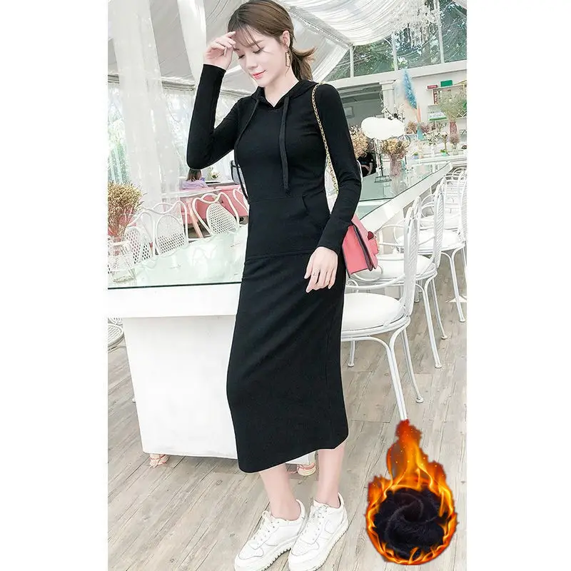 Black Long Sleeve Cotton Dress for Women - Image 4