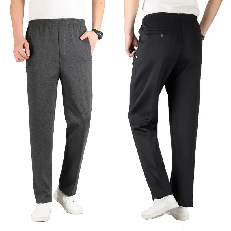 Men Velvet Thickened Sports Pants Black Grey High Waist - Image 3