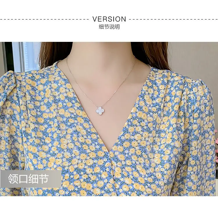 Women Floral V-Neck Dress 2021 Spring Autumn Slimming — feature 5