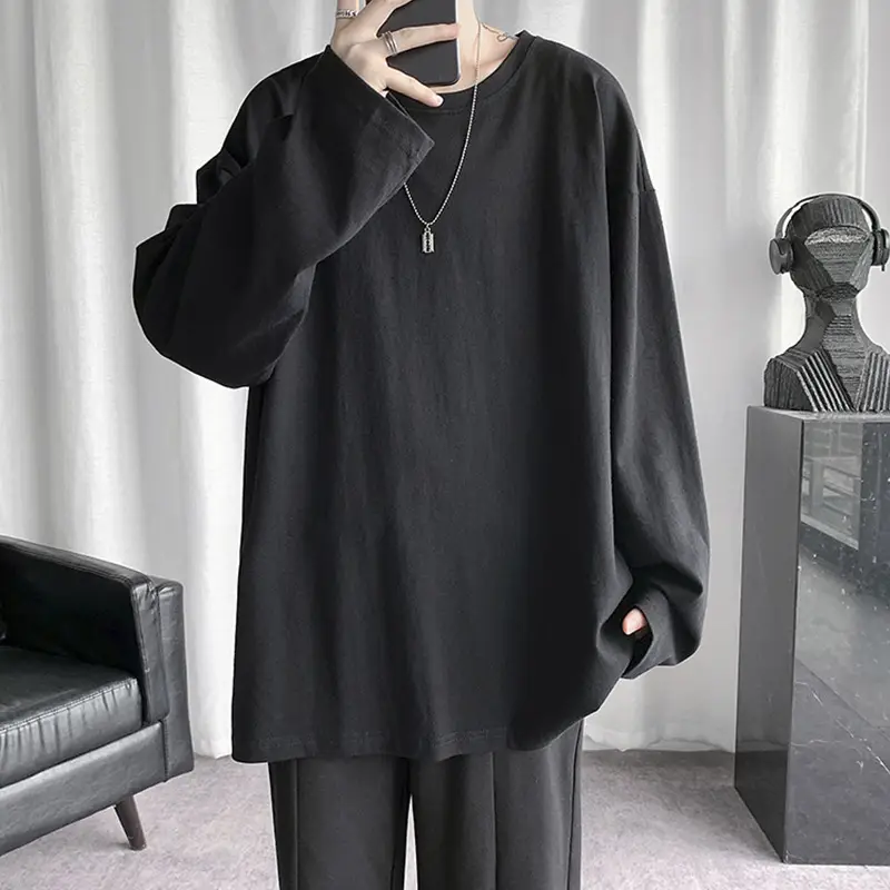 Men Blue Cotton Long Sleeve T-Shirt All Season - Image 6