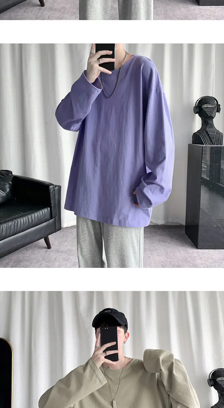 Men Blue Cotton Long Sleeve T-Shirt All Season — feature 13