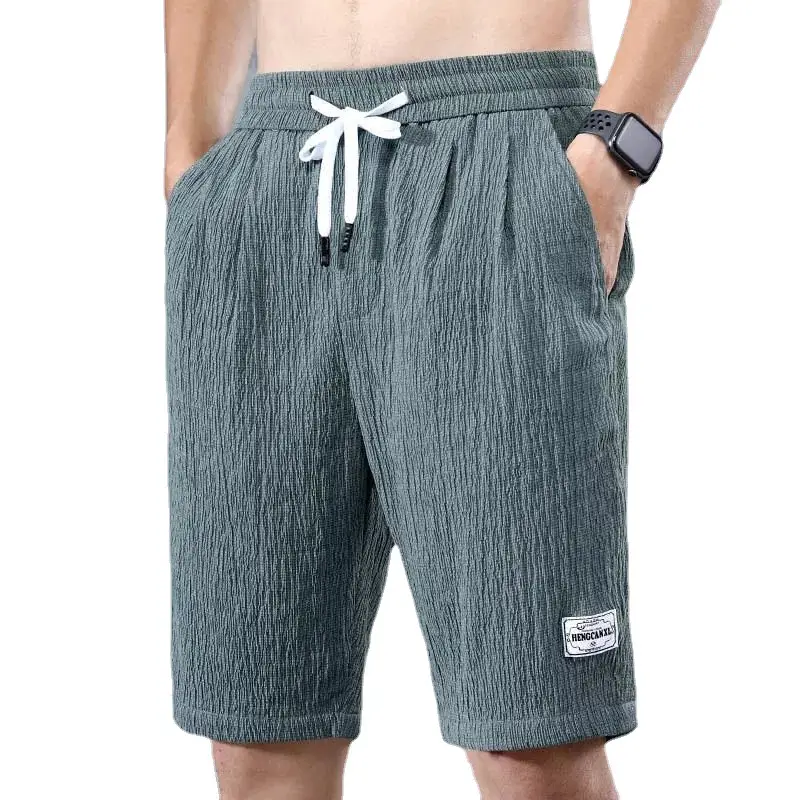 Men Ice Silk Shorts Black Loose Straight Casual Pants - Image 8