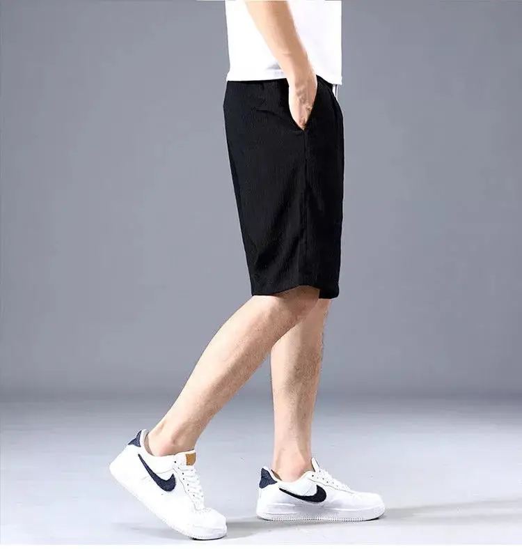 Men Ice Silk Shorts Black Loose Straight Casual Pants — feature 11