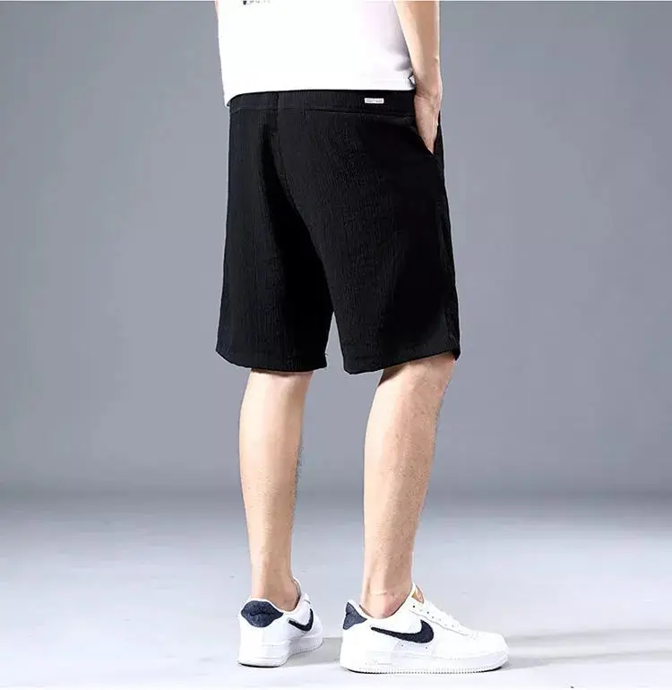 Men Ice Silk Shorts Black Loose Straight Casual Pants — feature 12