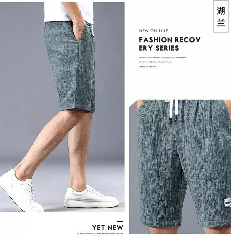 Men Ice Silk Shorts Black Loose Straight Casual Pants — feature 14