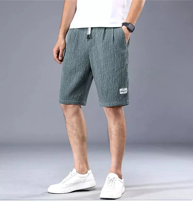Men Ice Silk Shorts Black Loose Straight Casual Pants — feature 15