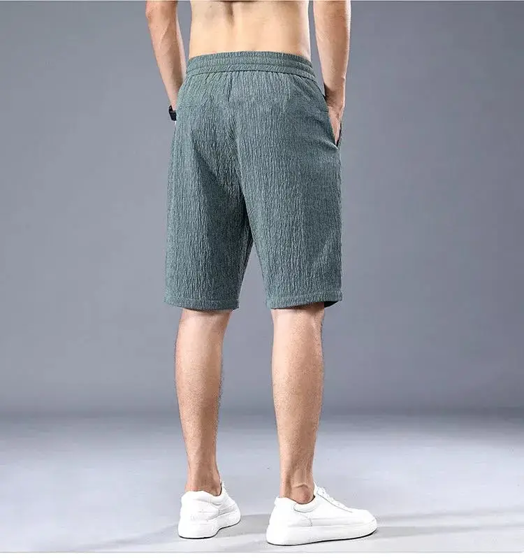 Men Ice Silk Shorts Black Loose Straight Casual Pants — feature 16