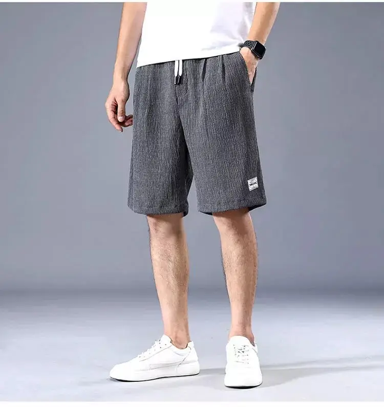 Men Ice Silk Shorts Black Loose Straight Casual Pants — feature 19