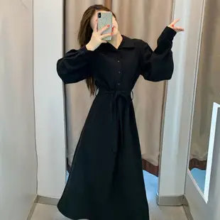 Light Grey Long Sleeve Waist Cover Dress for Women — feature 10