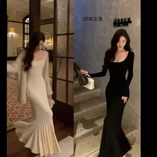 Light Grey Long Sleeve Waist Cover Dress for Women — feature 18