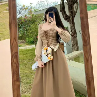 Light Grey Long Sleeve Waist Cover Dress for Women — feature 19