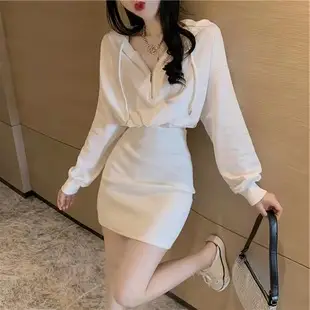 Light Grey Long Sleeve Waist Cover Dress for Women — feature 20