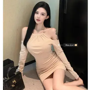 Light Grey Long Sleeve Waist Cover Dress for Women — feature 4