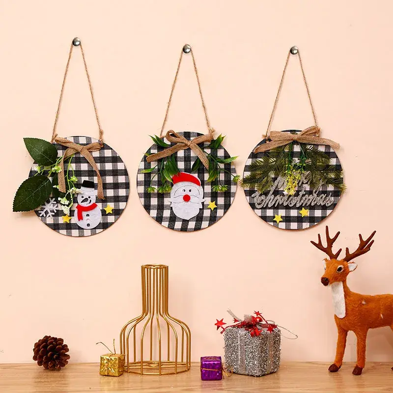 Wooden Crossbody Christmas Wreath with Santa Design - Image 9