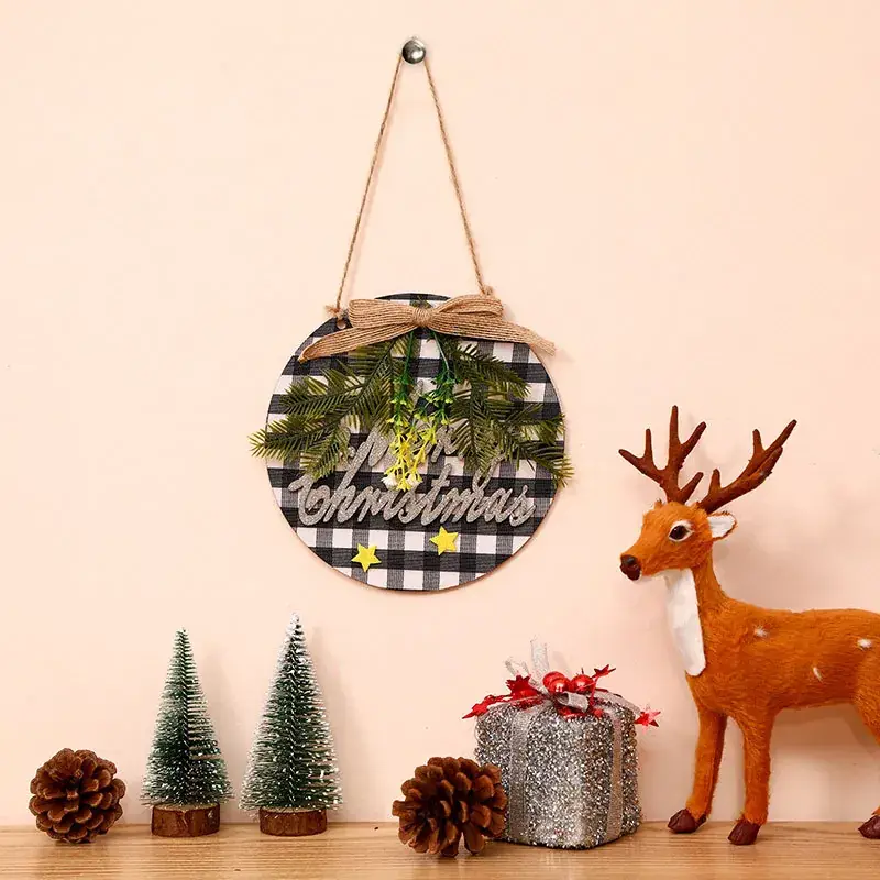 Wooden Crossbody Christmas Wreath with Santa Design - Image 3