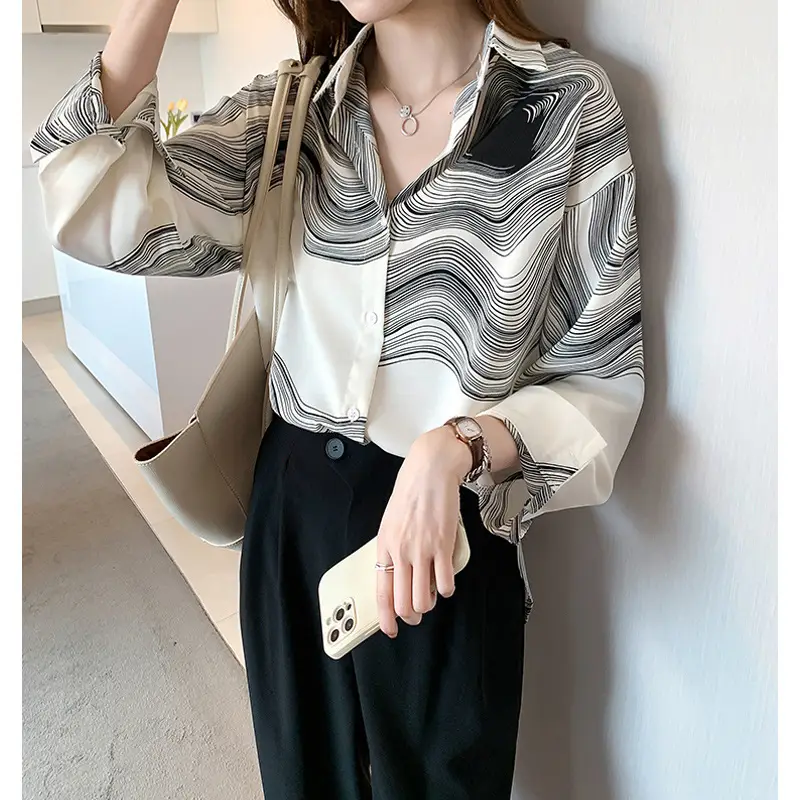 Women's Striped Loose Fit Shirts for Autumn 2025