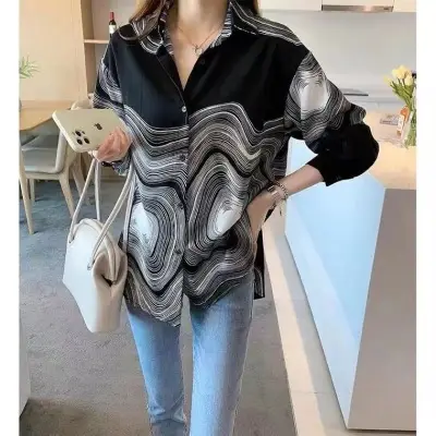 Women's Striped Loose Fit Shirts for Autumn 2025