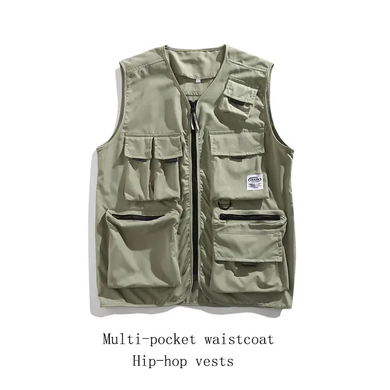 Black Multi-Pocket Hip-Hop Vest for Boys - Image 3