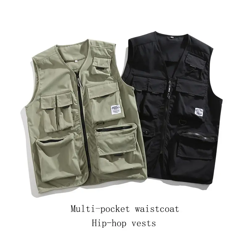 Black Multi-Pocket Hip-Hop Vest for Boys - Image 4