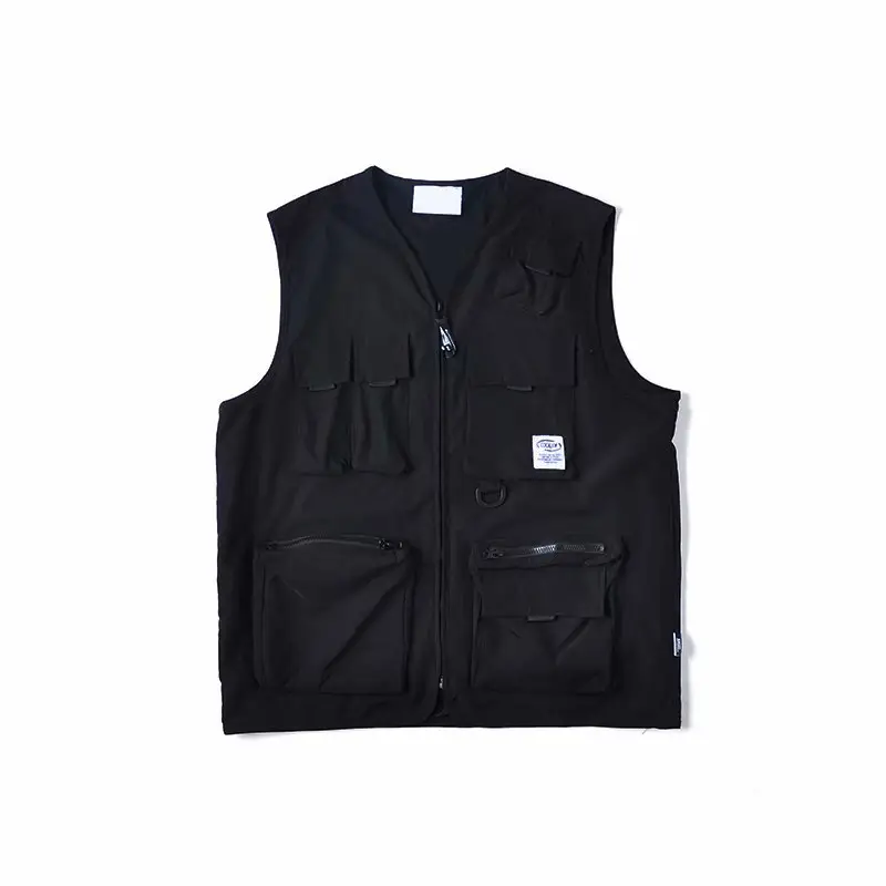 Black Multi-Pocket Hip-Hop Vest for Boys - Image 6