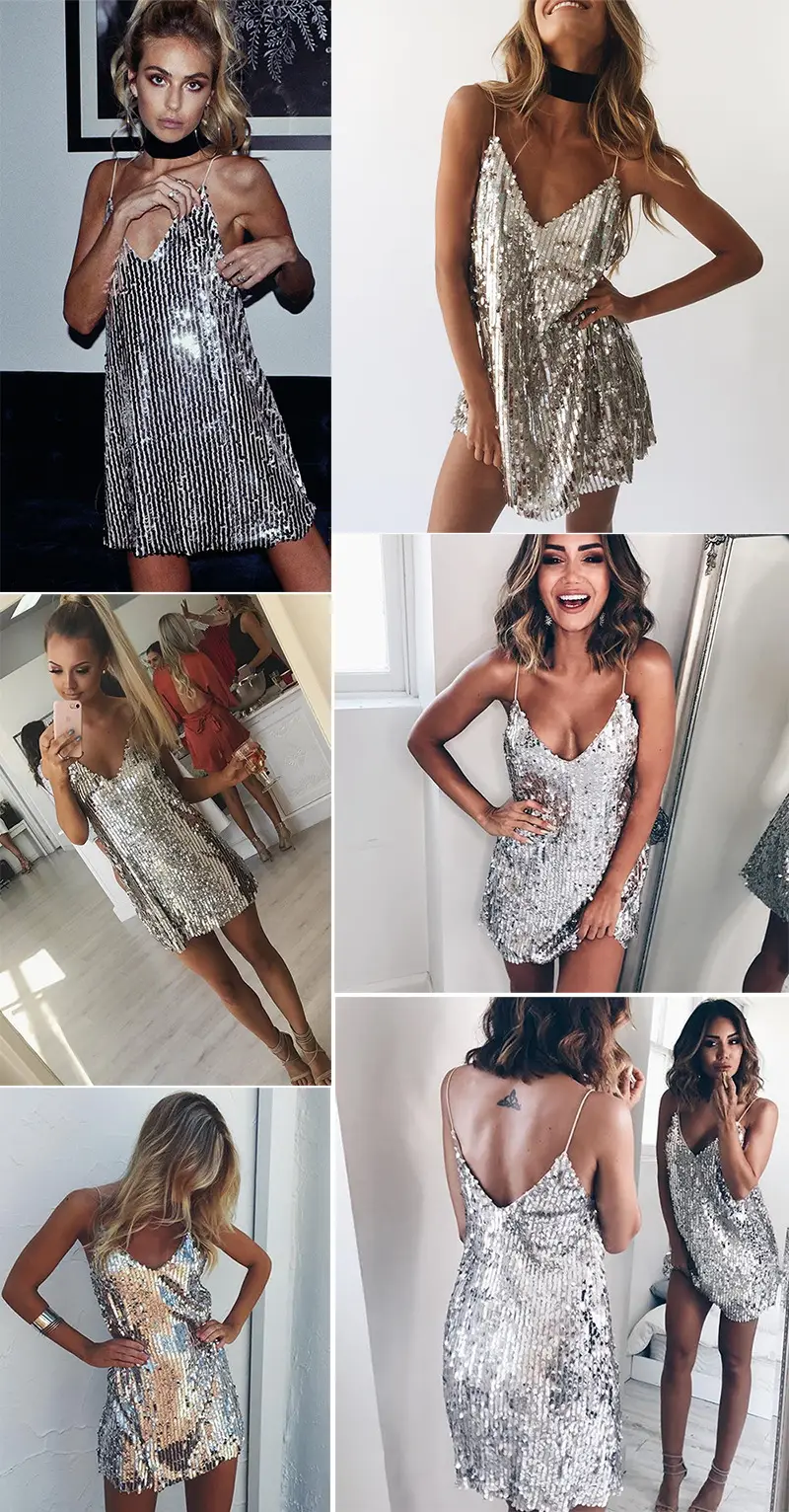 Black Sequin Slim Fit Dress for Women — feature 6