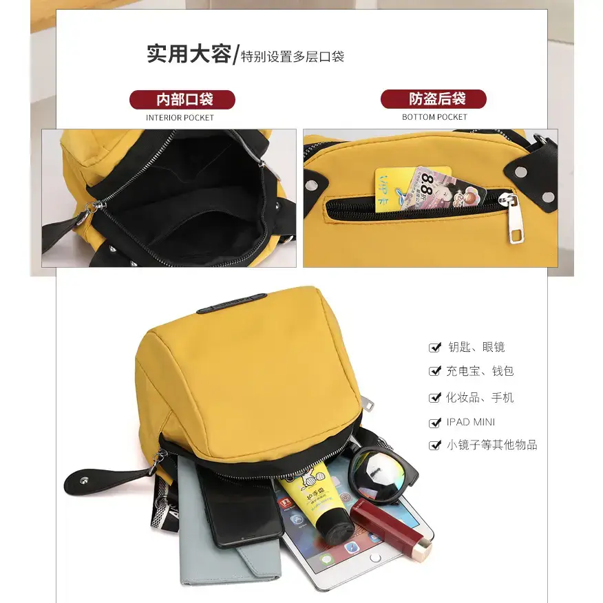 Yellow Nylon Shoulder Bag for Women Mobile Phone Bag - Image 9