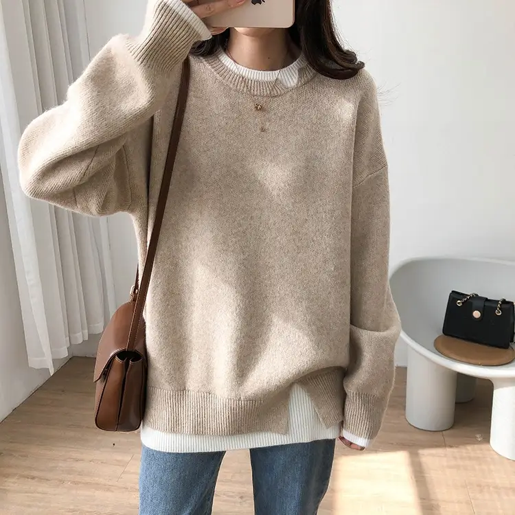 Women Knitted Sweater Grey Loose 2024 Winter Wear - Image 7