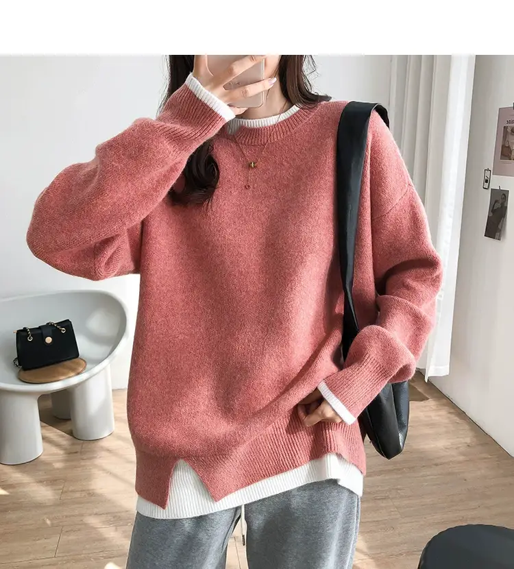 Women Knitted Sweater Grey Loose 2024 Winter Wear — feature 11