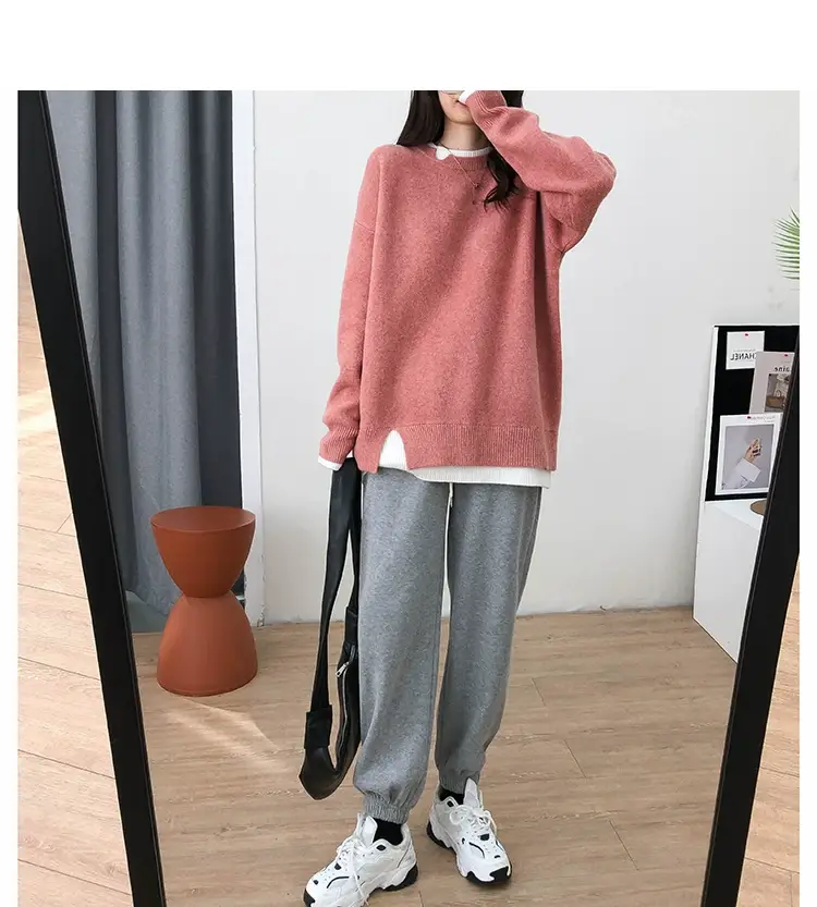 Women Knitted Sweater Grey Loose 2024 Winter Wear — feature 14