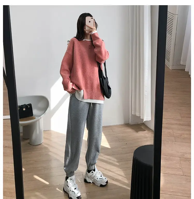 Women Knitted Sweater Grey Loose 2024 Winter Wear — feature 15