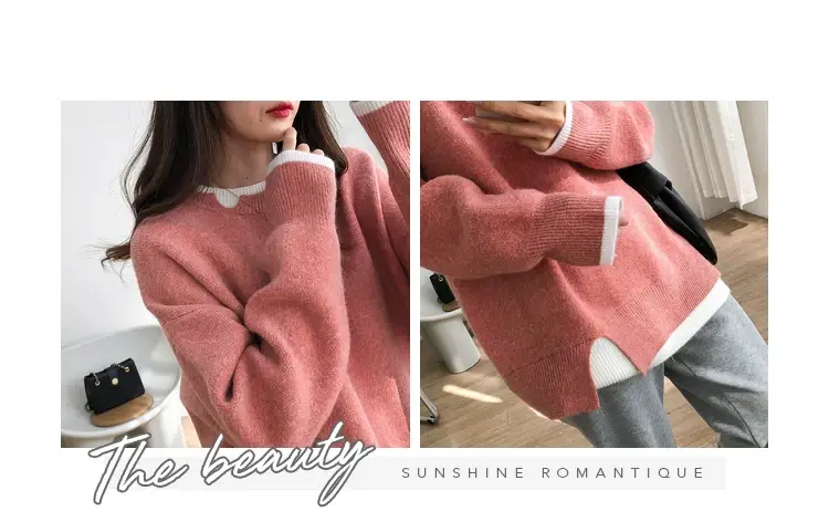 Women Knitted Sweater Grey Loose 2024 Winter Wear — feature 2