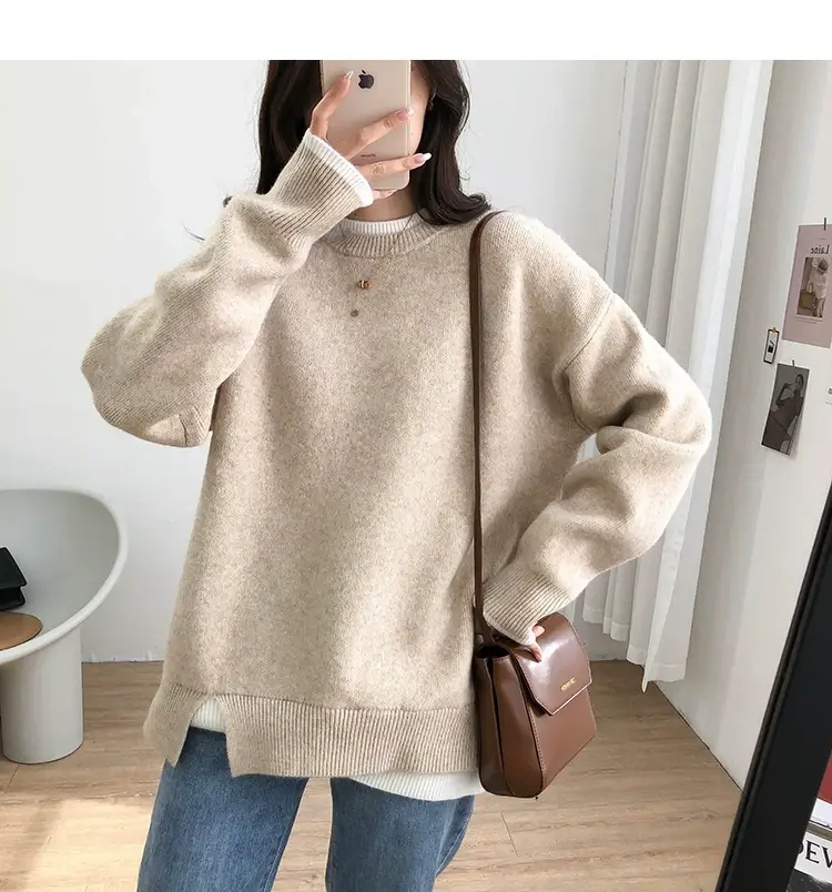Women Knitted Sweater Grey Loose 2024 Winter Wear — feature 37