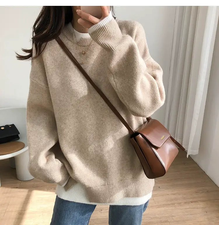 Women Knitted Sweater Grey Loose 2024 Winter Wear — feature 39