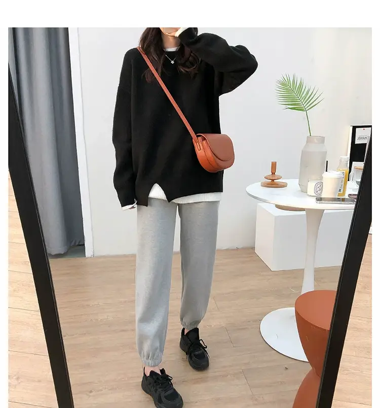 Women Knitted Sweater Grey Loose 2024 Winter Wear — feature 56