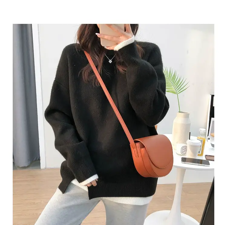 Women Knitted Sweater Grey Loose 2024 Winter Wear — feature 59