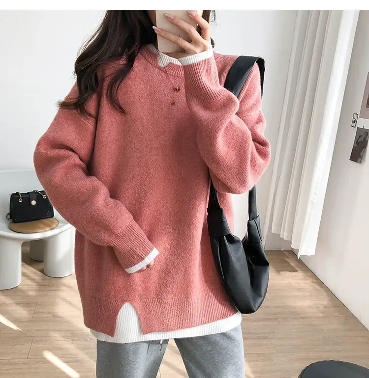 Women Knitted Sweater Grey Loose 2024 Winter Wear — feature 6