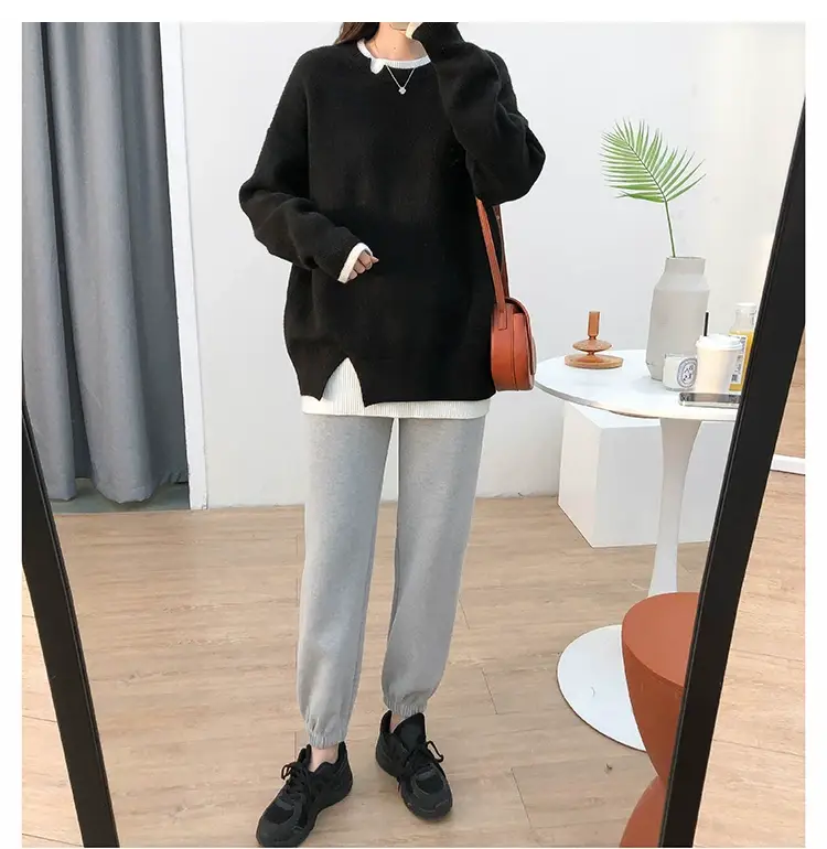 Women Knitted Sweater Grey Loose 2024 Winter Wear — feature 63